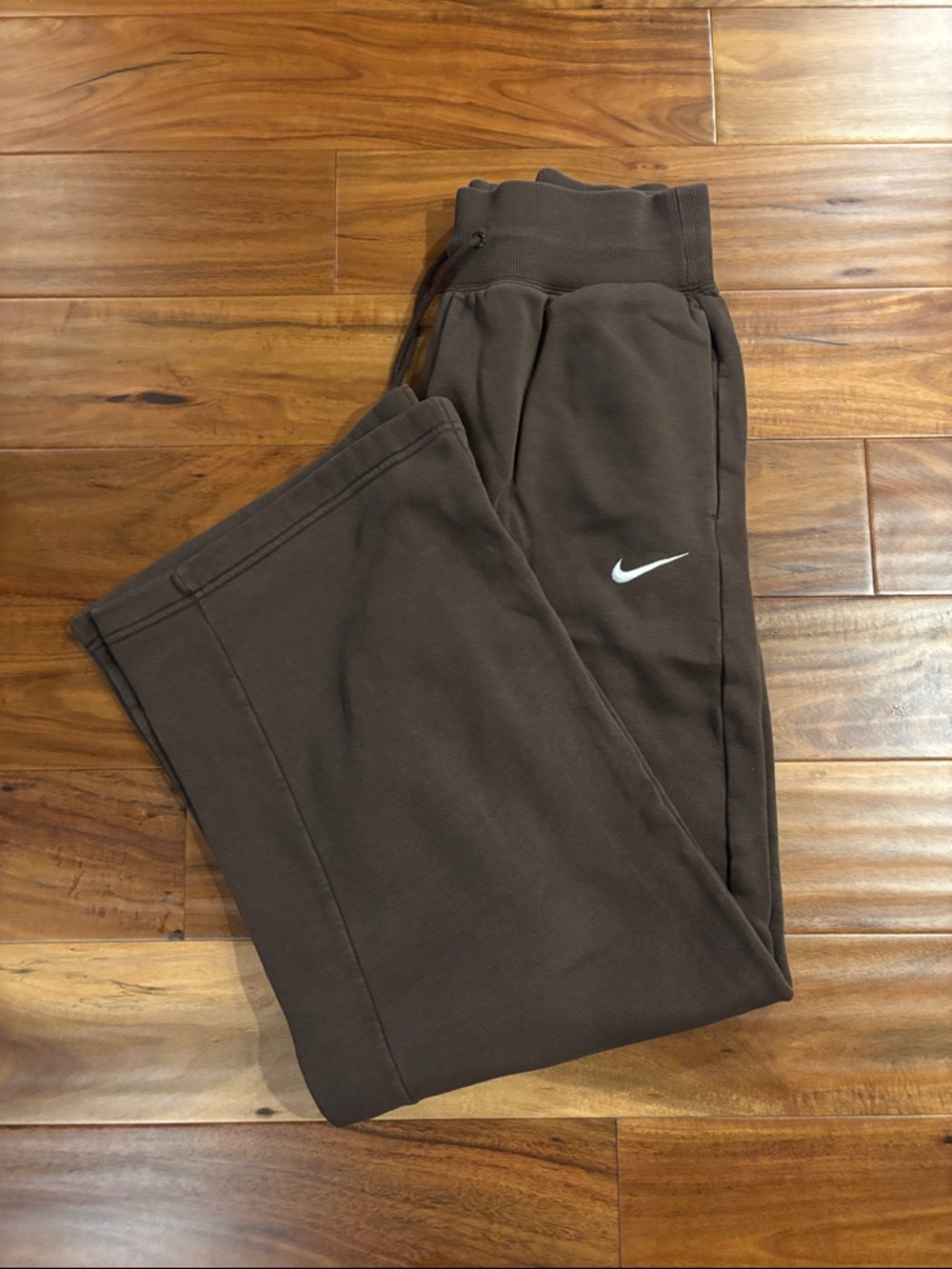 Nike Dark Brown Jogger Sweatpants with White Swoosh
